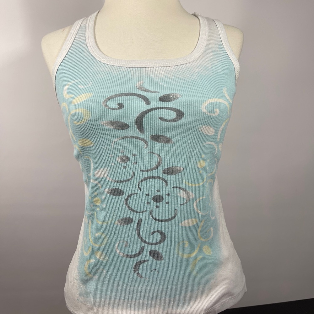 BCG True Vintage Euro White Tank Top with Floral‎ Design ✨